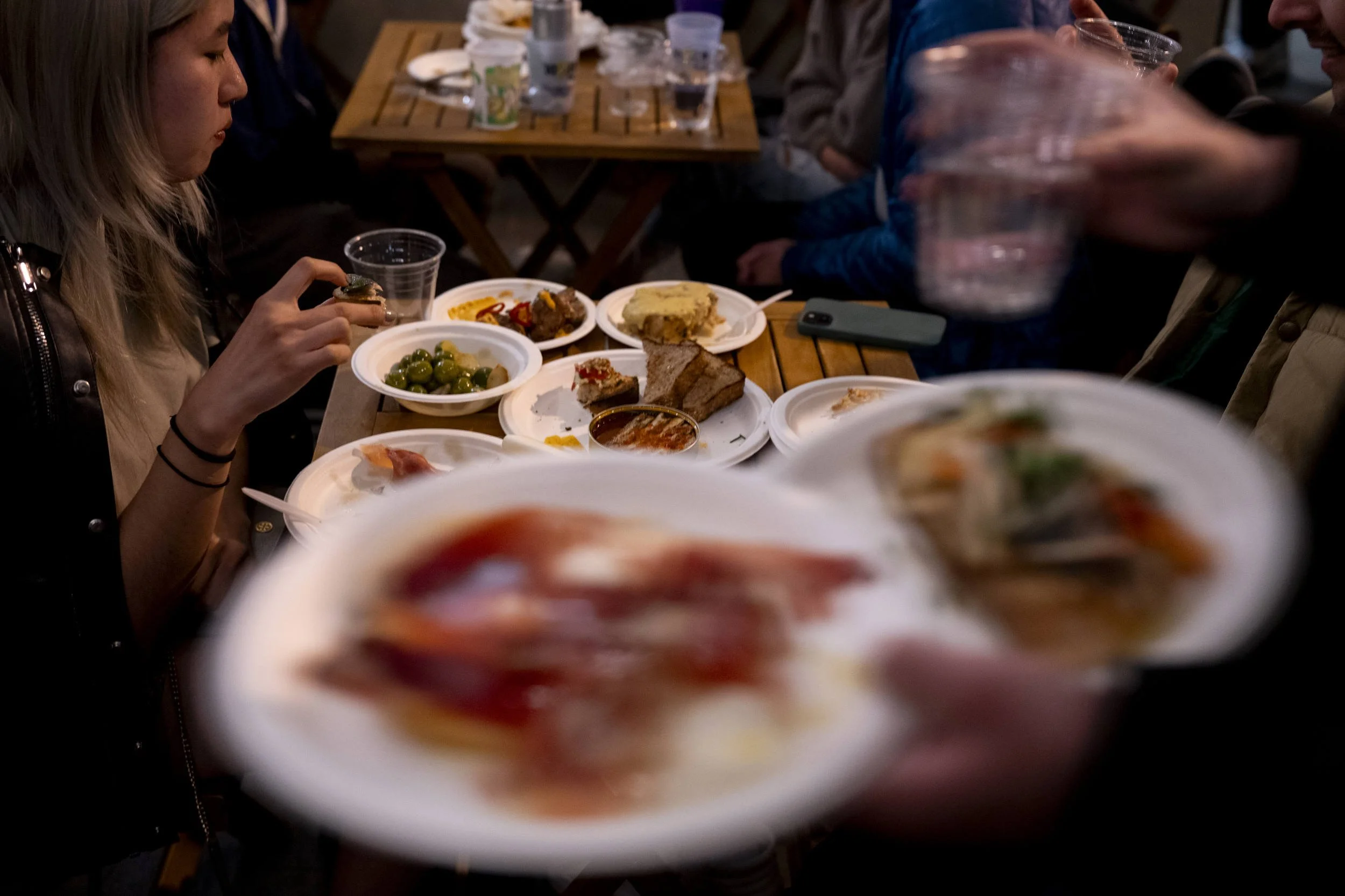 Light, shareable plates being passed around